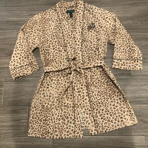 Ralph Lauren Cheetah Print Linen / Cotton Robe